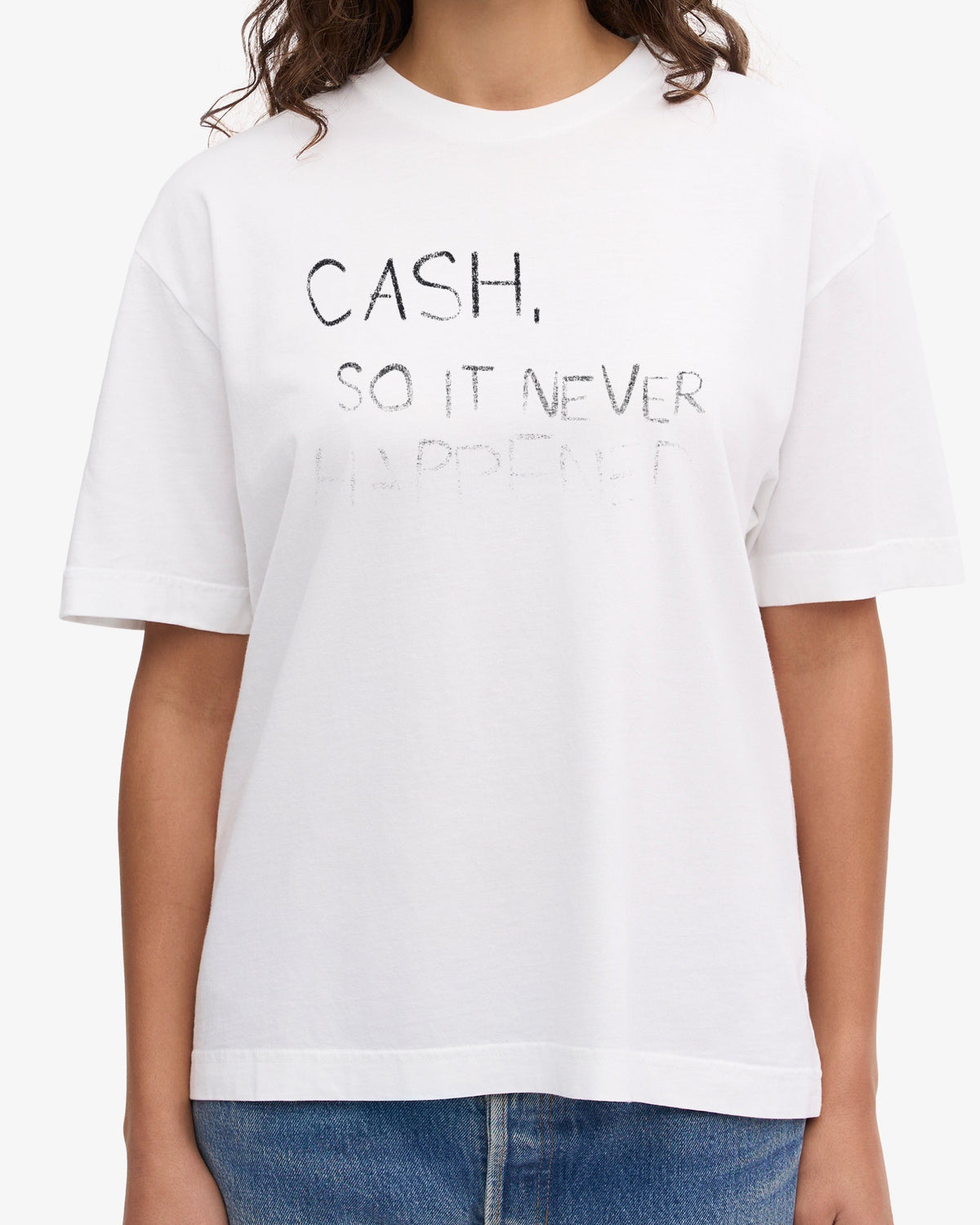Cash, so it never happened., worn, from the front