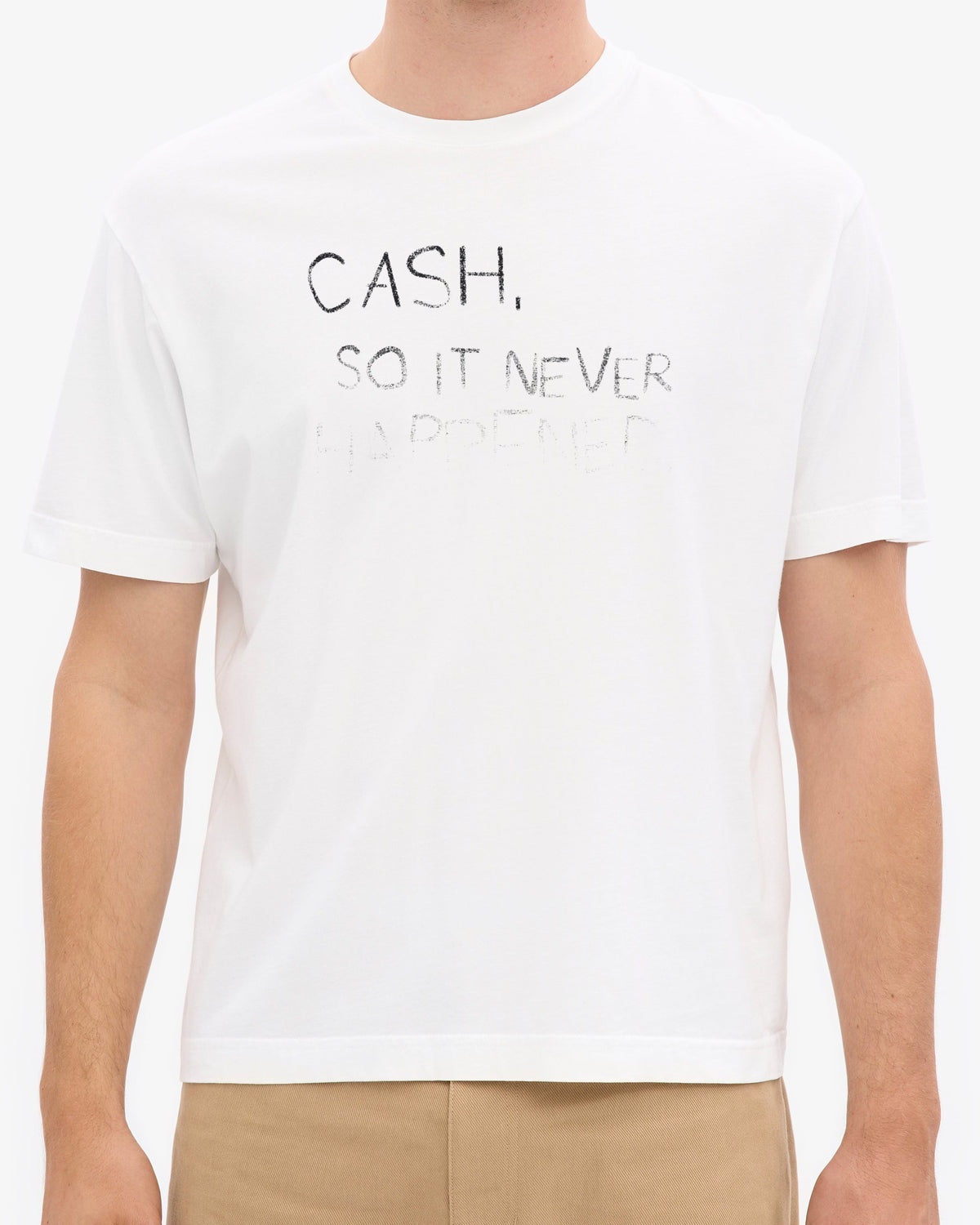 Cash, so it never happened., worn, from the front