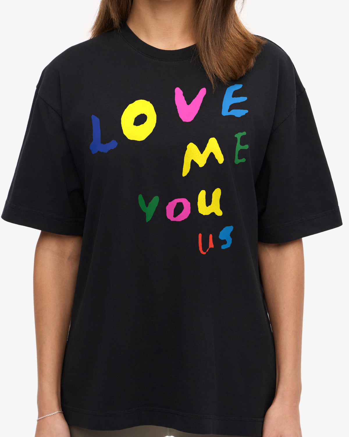 LOVE ME YOU US, worn, from the front