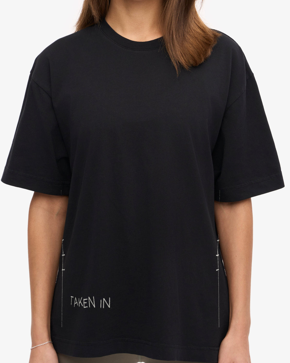 Taken in., worn, from the front