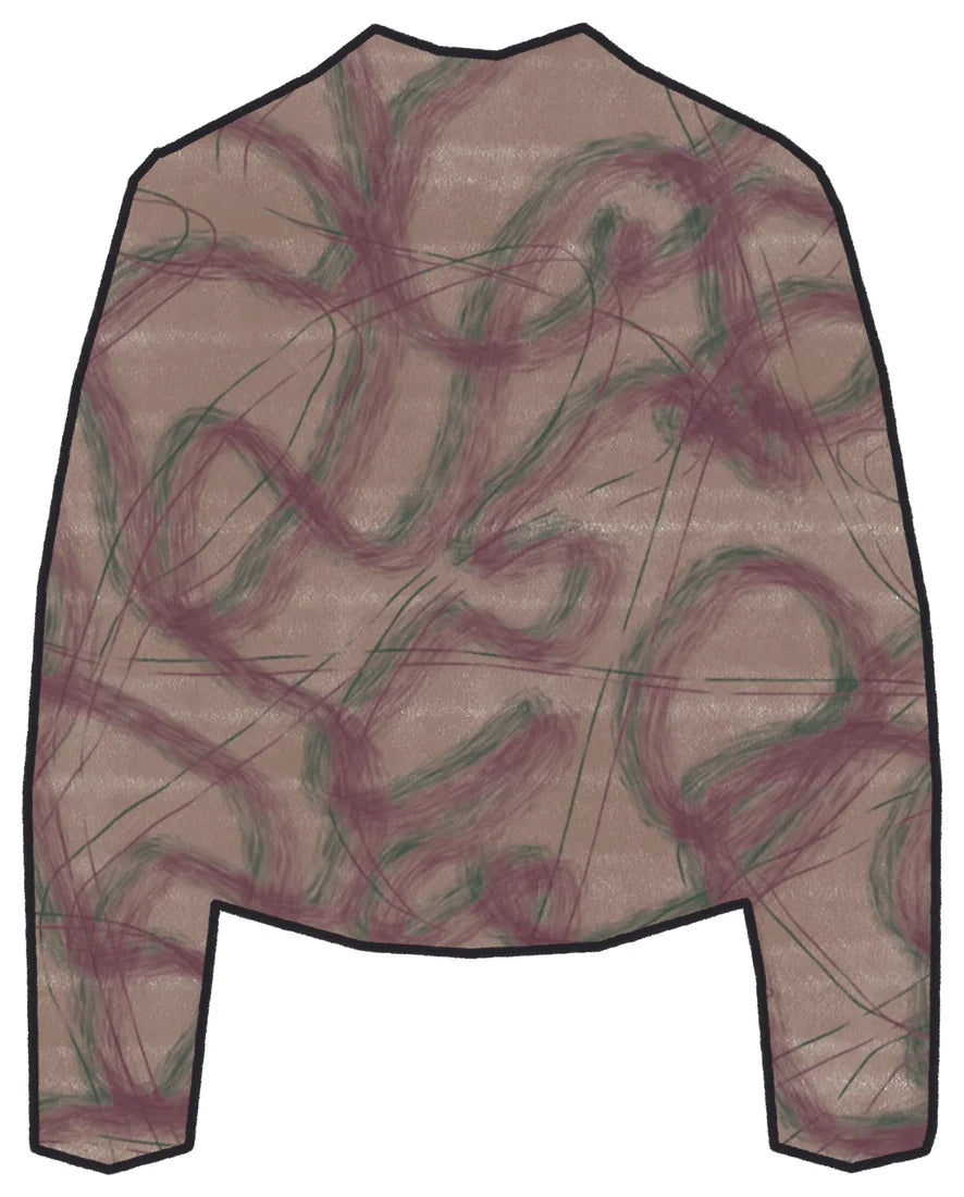 RJ0005 in colourway 02, plum and green on rose