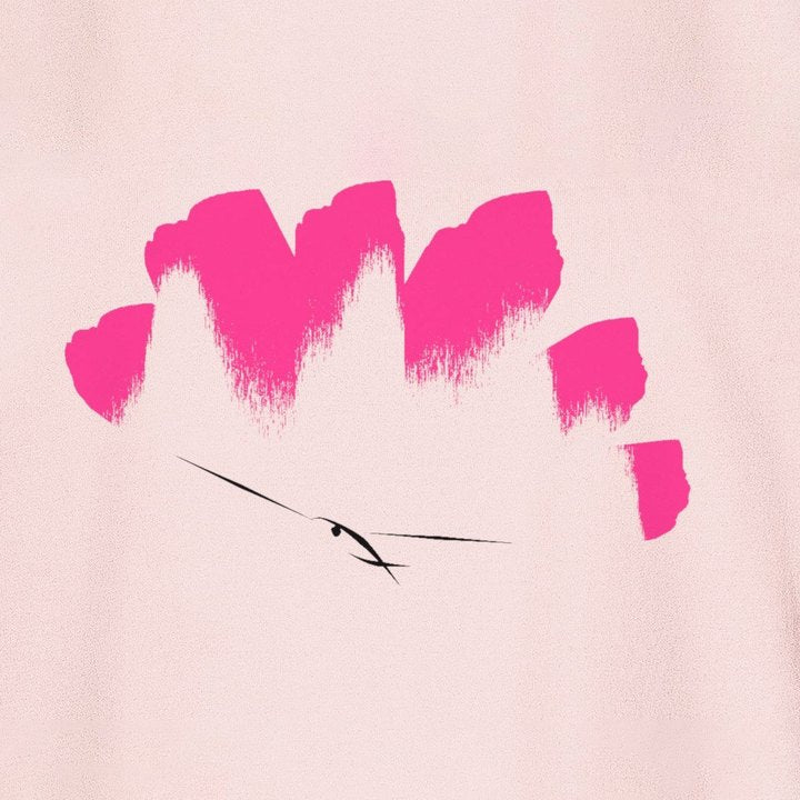 Hot pink brush marks on pale pink cloth
